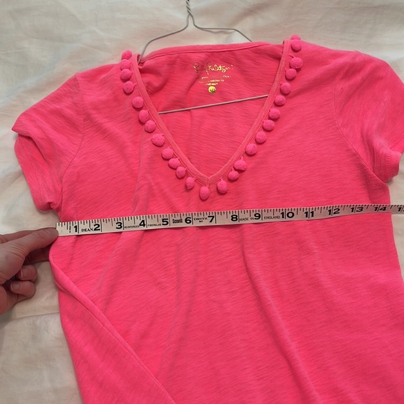 Lilly Pulitzer Etta Pom Pom V Neck TShirt - Picture 6 of 7
